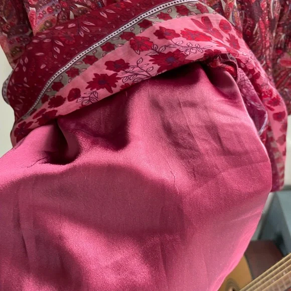 Esprit 70s Vintage style Maroon Paisley Floral Dress Size 2 - Picture 4 of 7